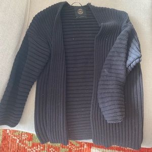 Urban Outfitters Leo Ribbed Open Front Cardigan in Black